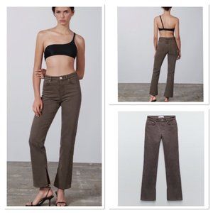 NWT Zara Brown High Waisted The 90'S Slim Fit Split Hem Jeans SZ: 8